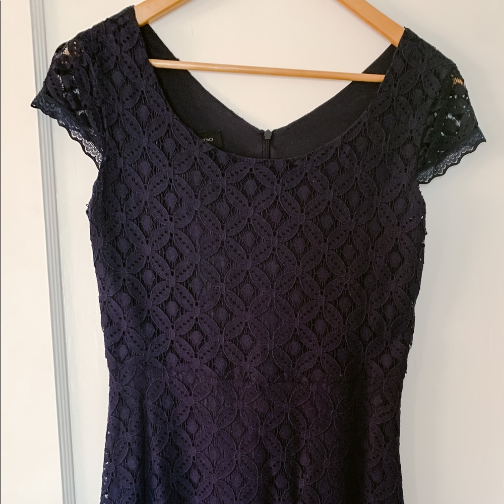 Navy Lace Skater Dress